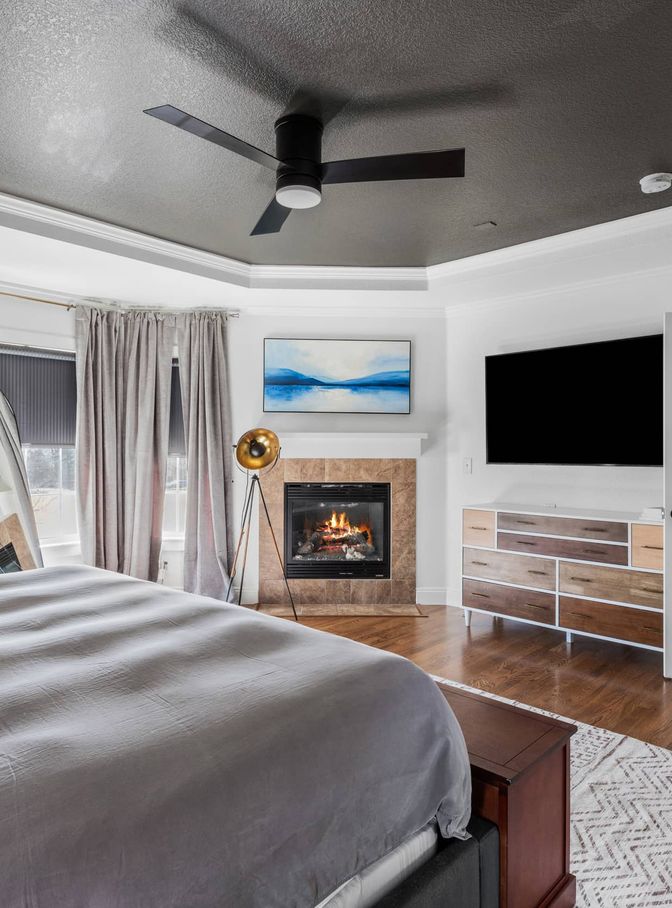 master suite bedroom and bathroom in Commerce City