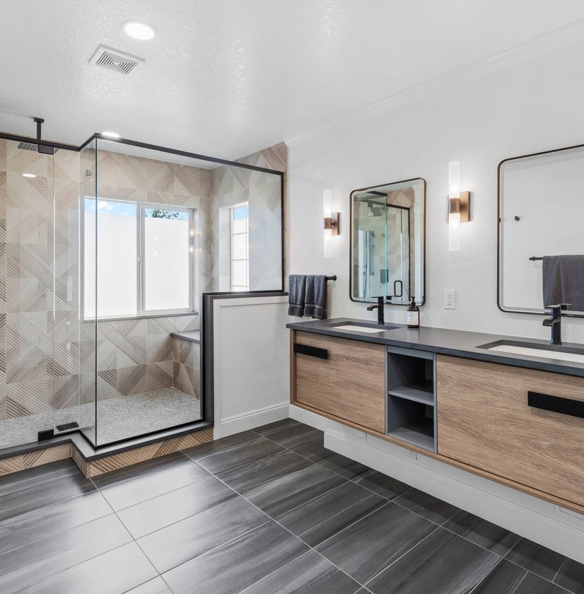 master suite bedroom and bathroom in Commerce City